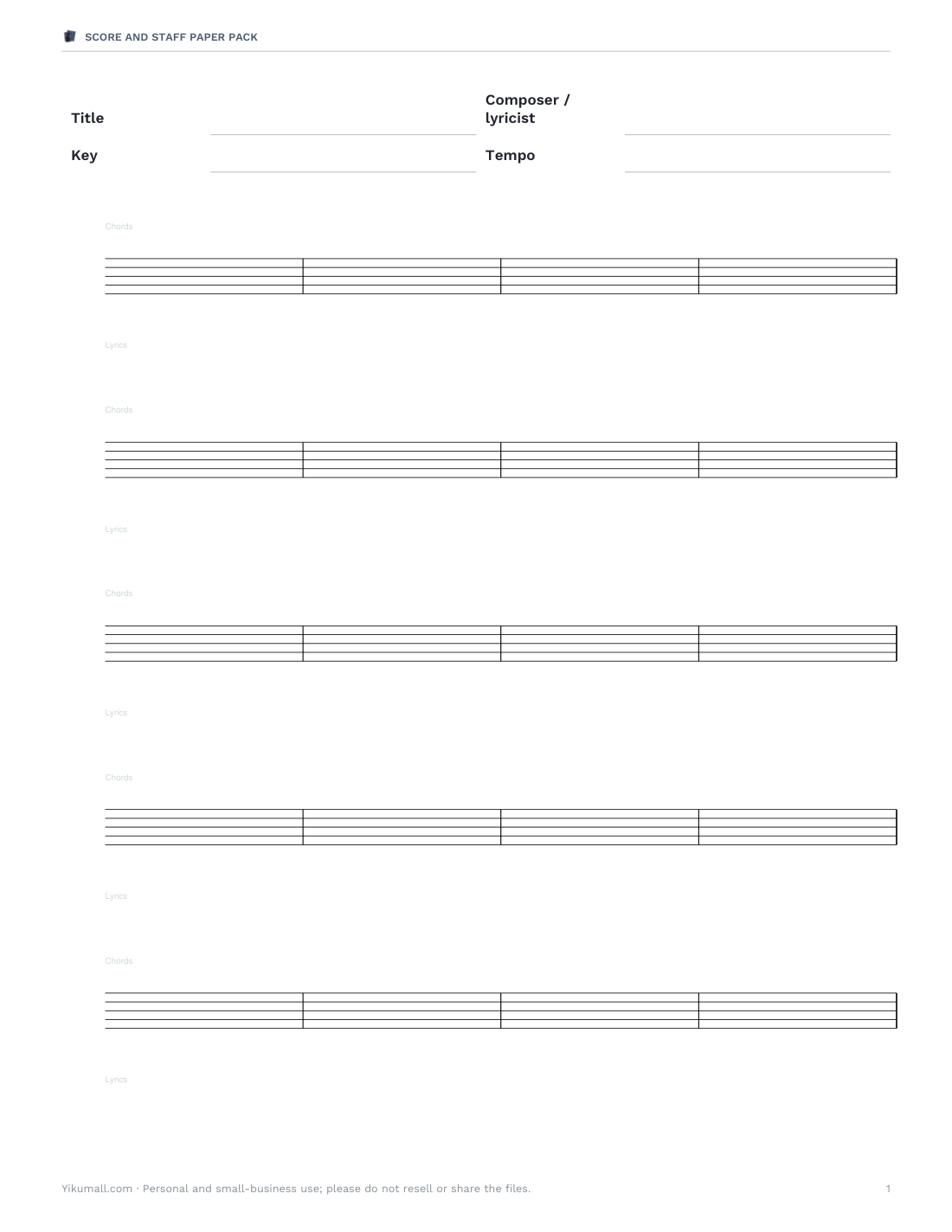Preview of the first page of Lead sheet (PDF)