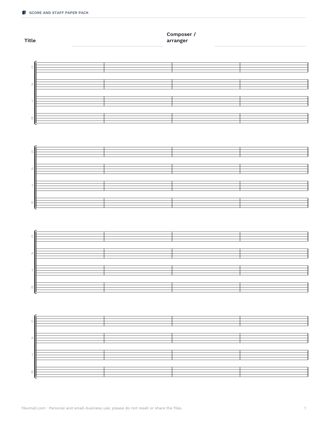 Preview of the first page of SATB open score (PDF)