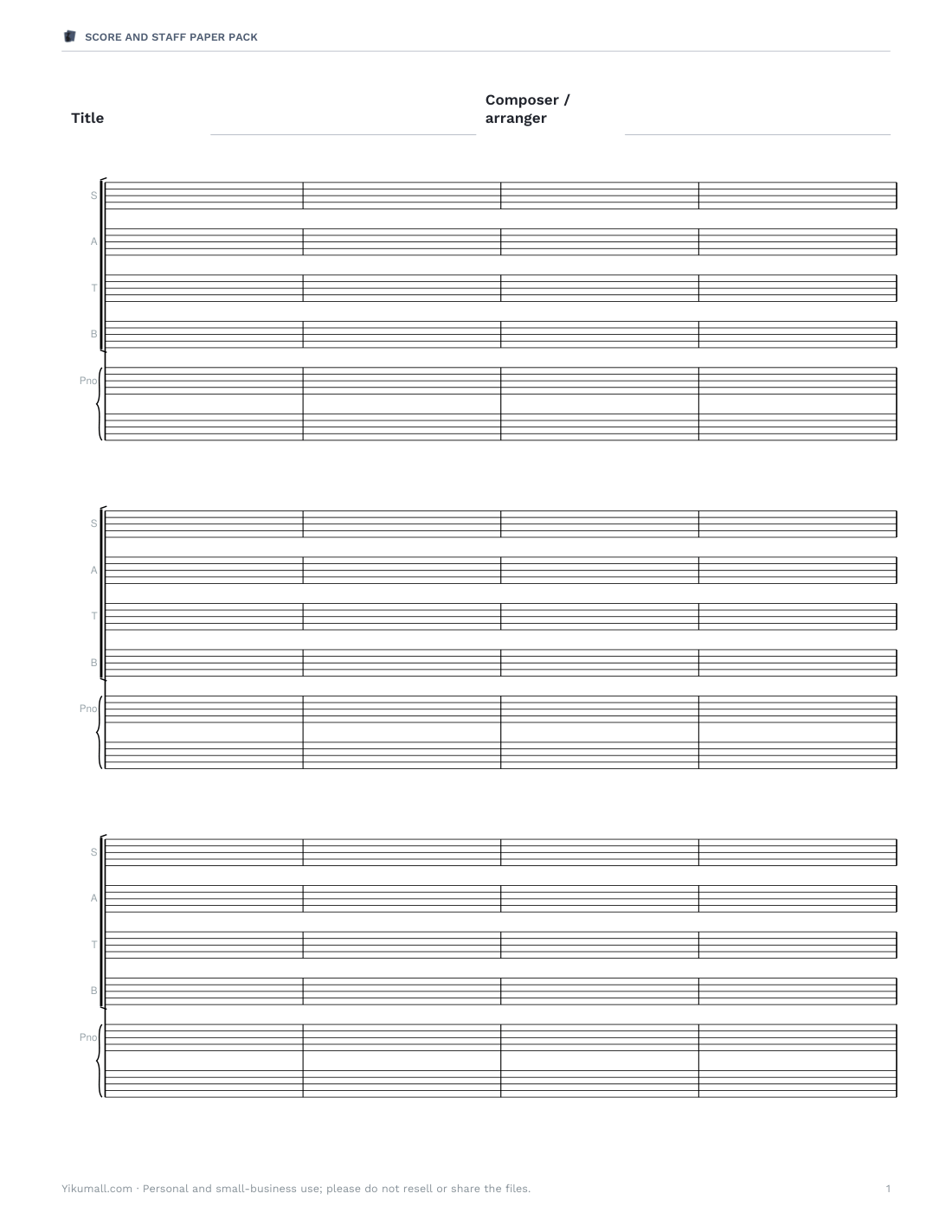 Preview of the first page of SATB + piano (PDF)