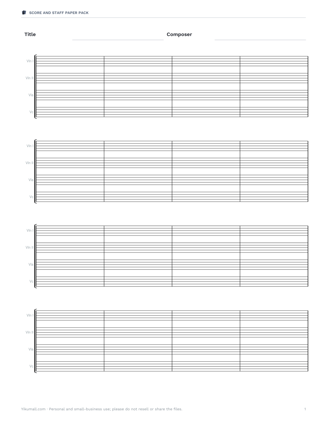 Preview of the first page of String quartet (PDF)